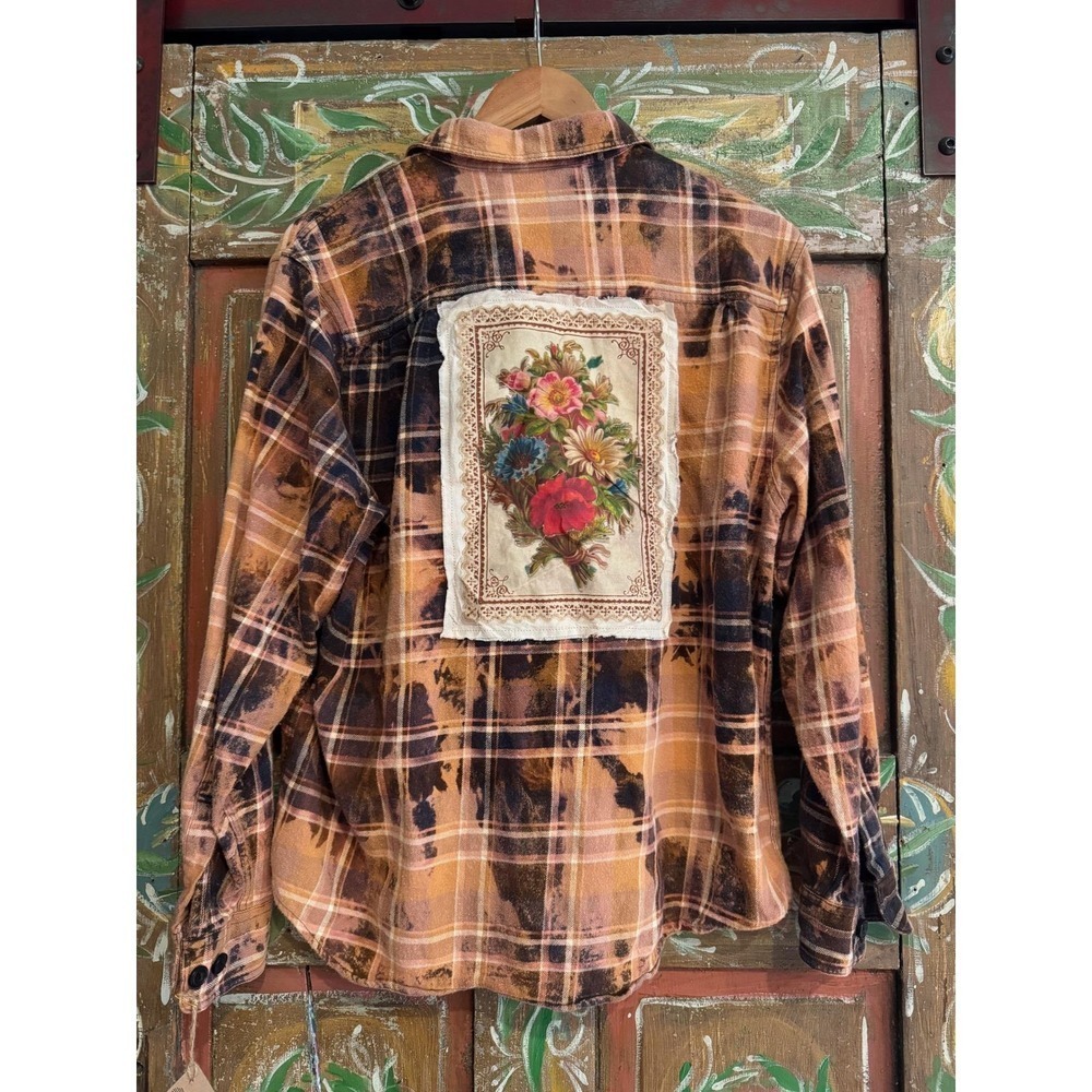 Distressed/ Reworked Flannel | Boho‎ Floral Heritage| One of a kind Patchwork
